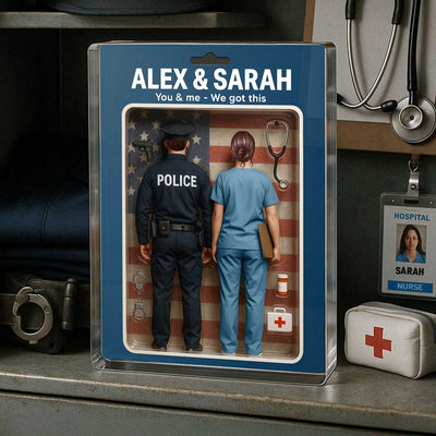 You & Me We Got This Police & Nurse Hero Couple Realistic Figures Style Personalized Acrylic Block Plaque