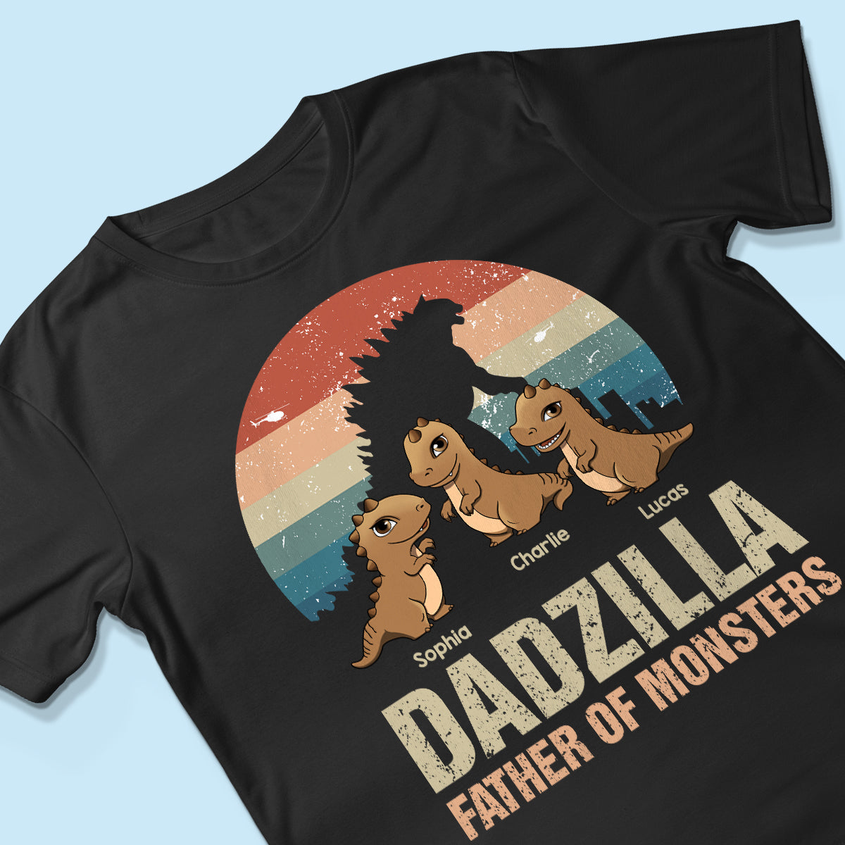 Dadzilla Retro Dinosaurs Personalized Shirt