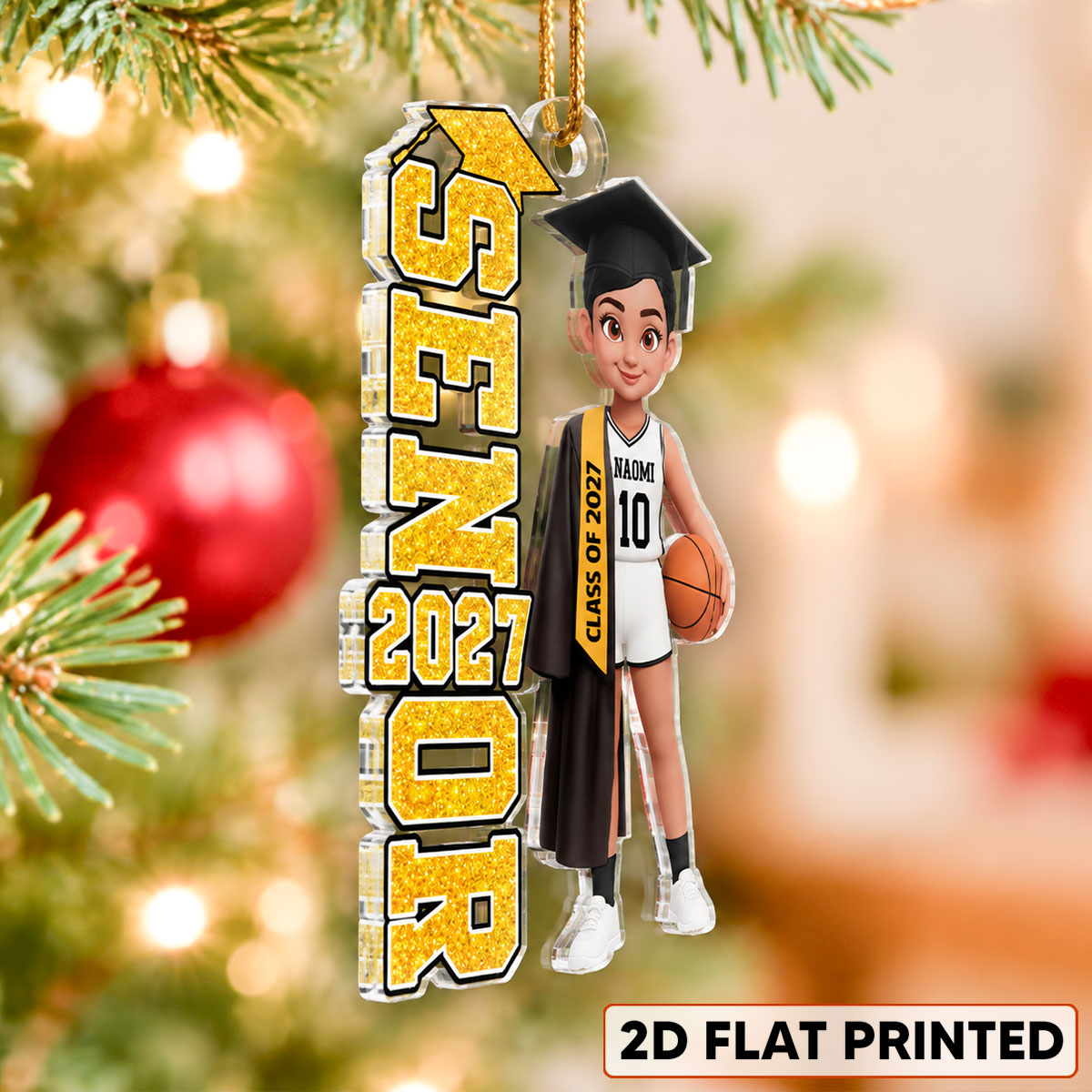 Basketball Senior 2026 2027 - Personalized Acrylic Ornament - Christmas Gift For Seniors, Daughter, Son, Granddaughters, Grandsons