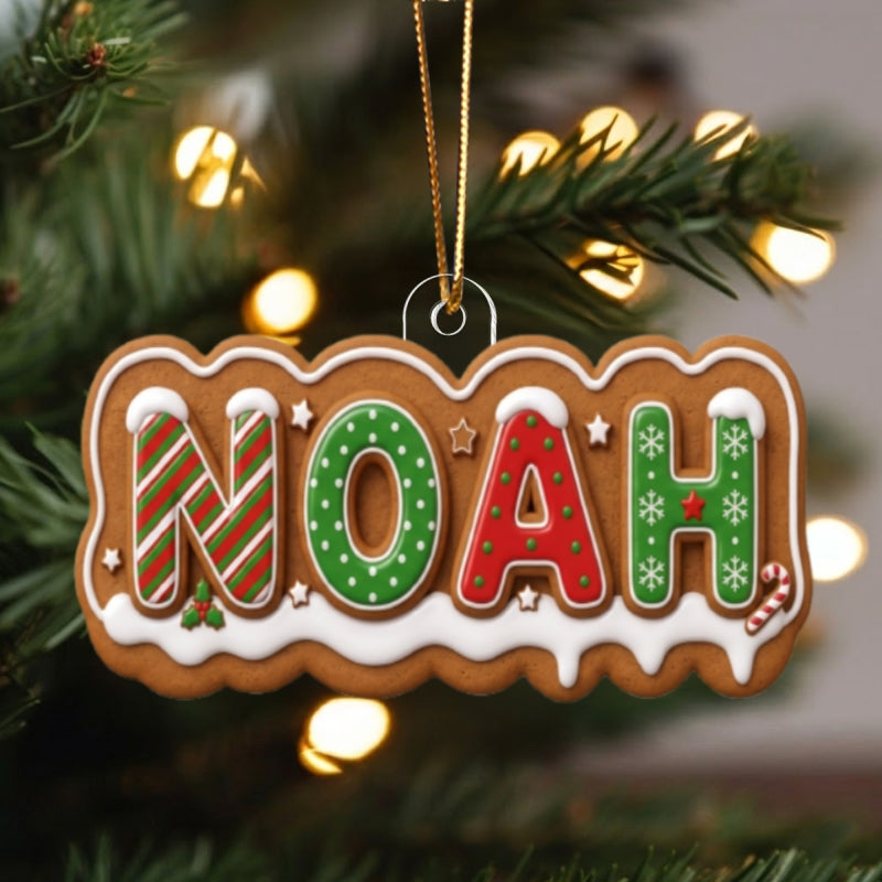 Custom Alphabet Kid Name Gingerbread Letter - Personalized Acrylic Ornament - Gift for Daughter, Son, Grandkids
