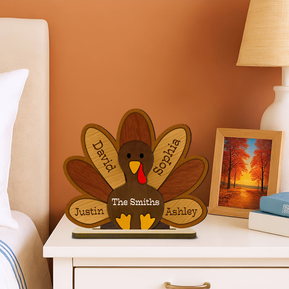 Grandma Turkey Thankful Grandma Personalized 2-Layer Standing Wooden Plaque