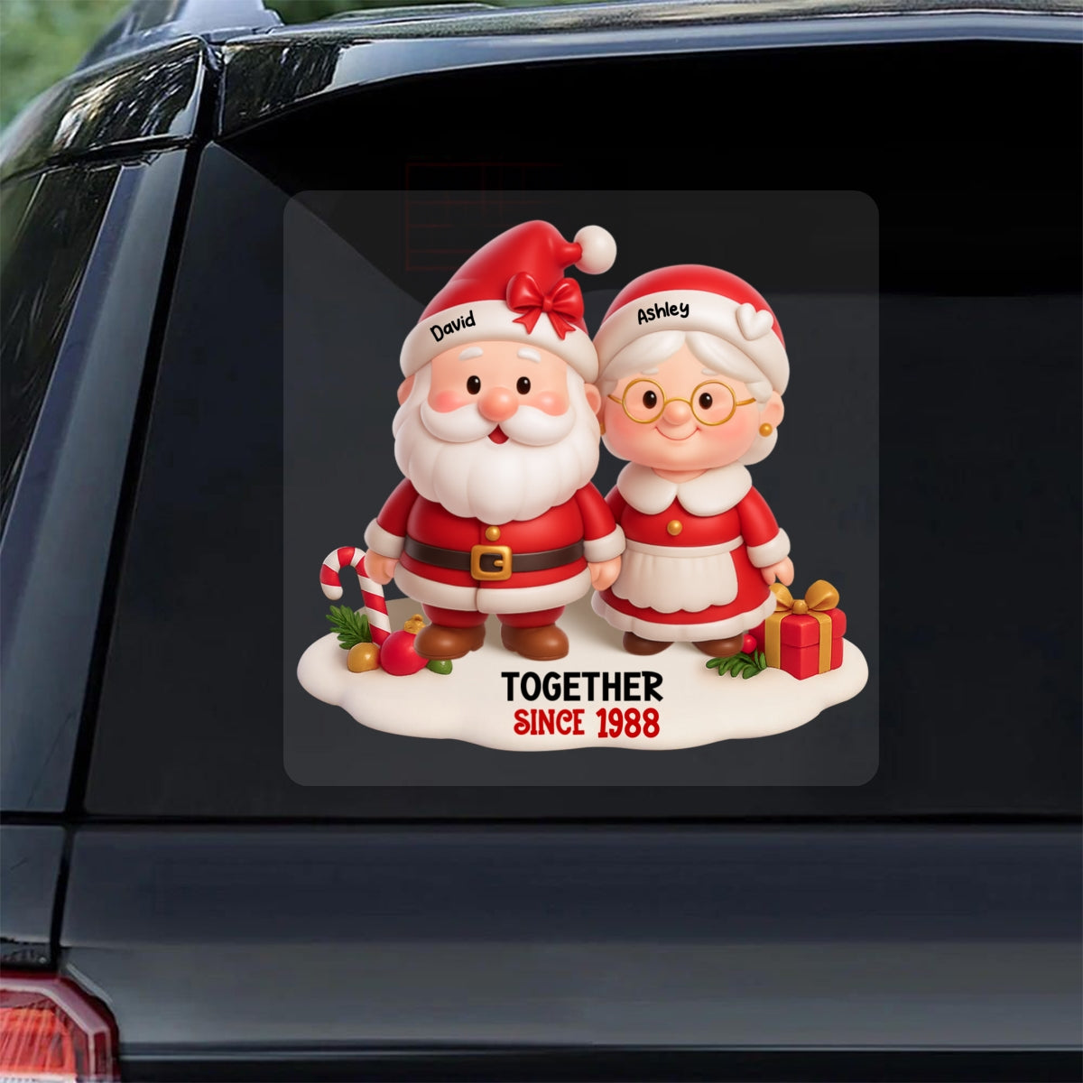 Santa Couple Growing Old Together Personalized Fridge Decal, Anniversary, Christmas Gift for him, Gift for her