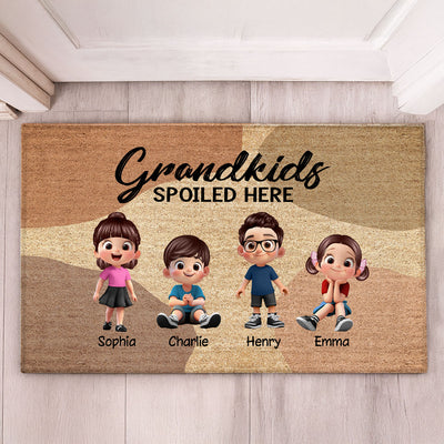Grandkids Grandpups Spoiled Here Personalized Doormat