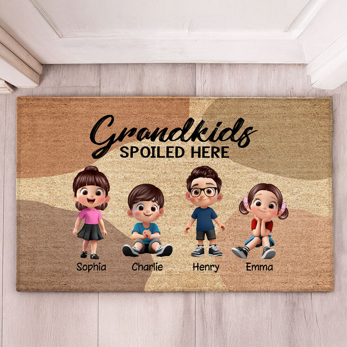 Grandkids Grandpups Spoiled Here Personalized Doormat