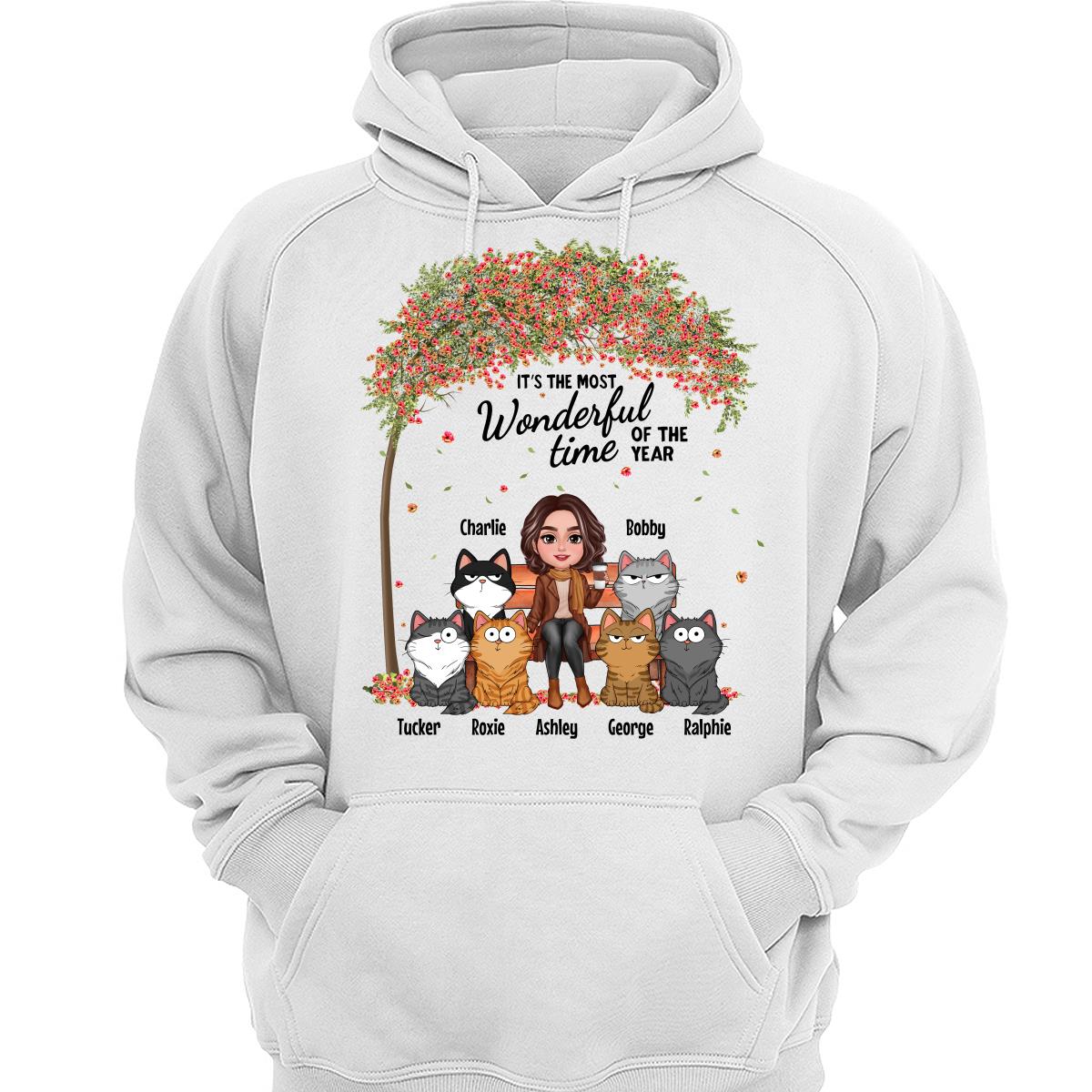 Cat Mom Sitting Under Tree Funny Cats Expressions Personalized Shirt