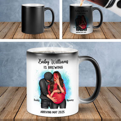 We’re Pregnant Secret Message, Hugging Couple, Hidden message Personalized Color Changing Mug, Pregnancy Reveal, Pregnancy Announcement, Baby Announcement