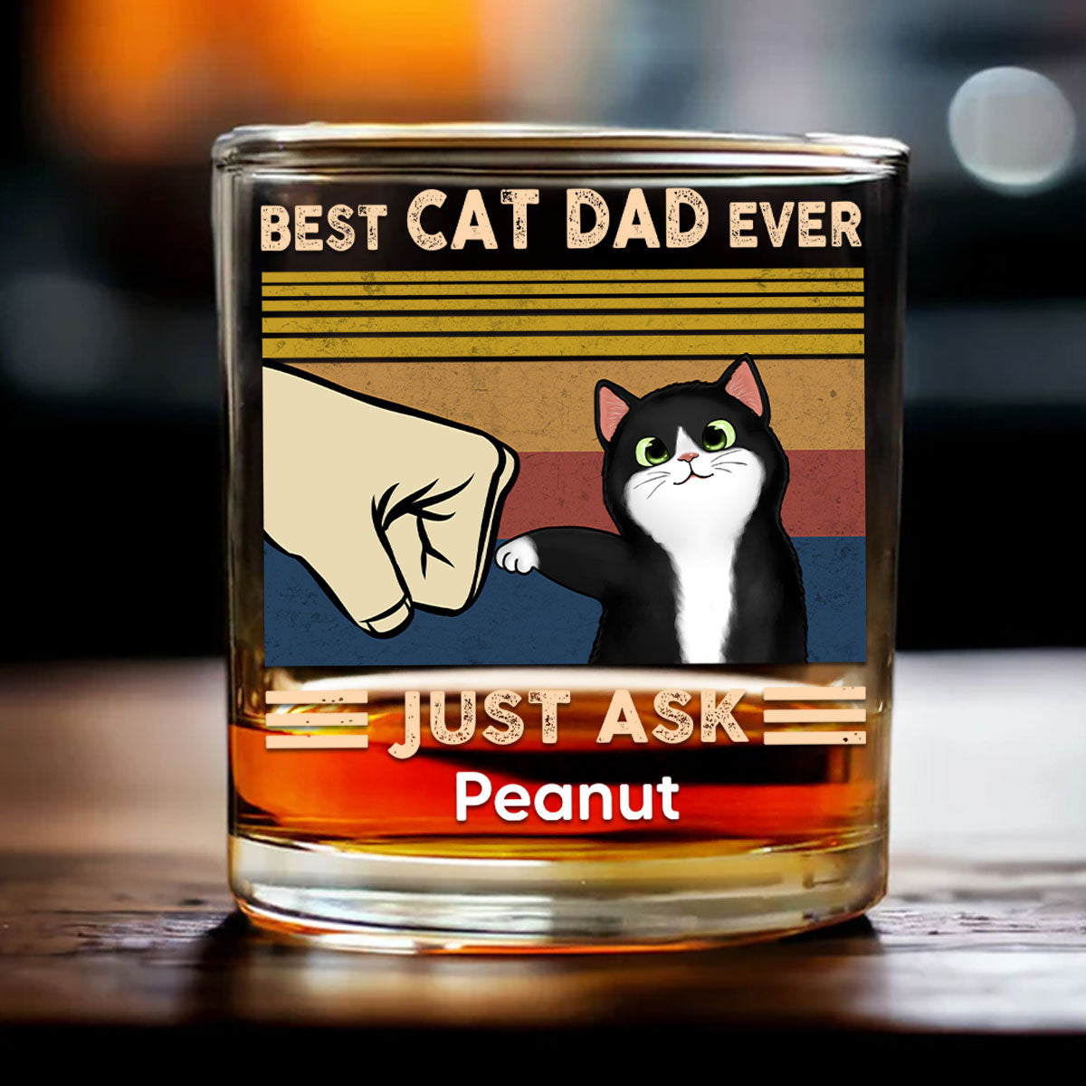Father’s Day 2025 Gift for Cat Dads - Custom Cat Fist Bump Personalized Wine Glass