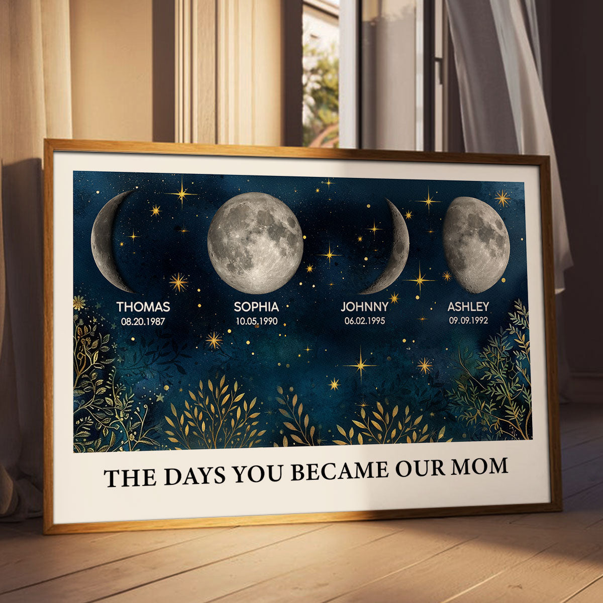 Beautiful Night Sky Custom Birth Moon Phase The Day You Became Our Mom Personalized Poster, Gift