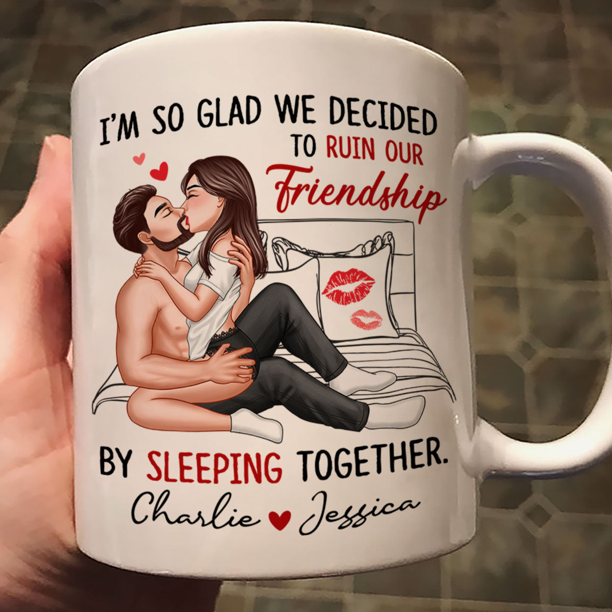 Funny Gift For Couple I‘m So Glad We Ruined Our Friendship Sexy Kissing Couple Personalized Mug