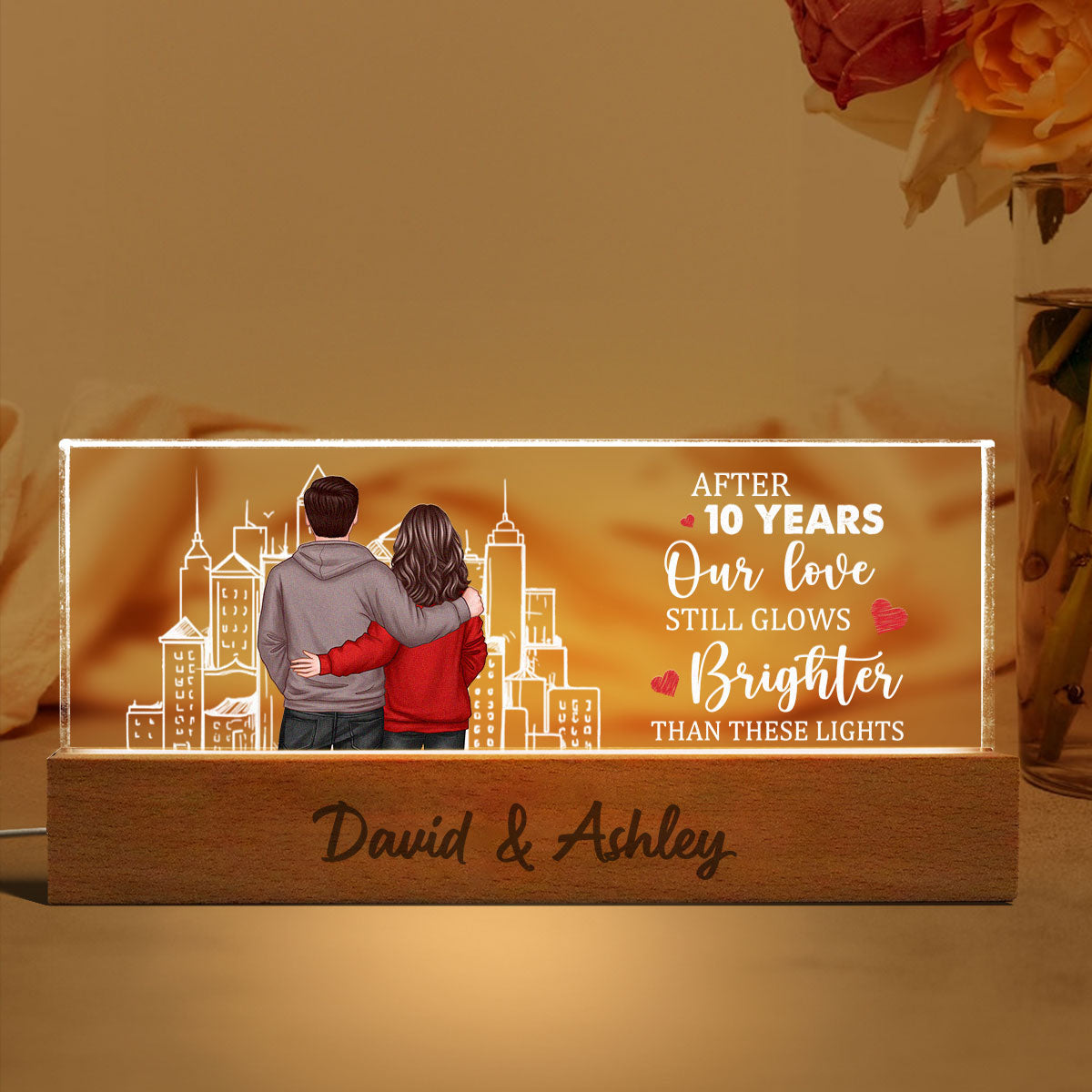 Couple Outline Skyline Personalized Romantic Couple Gift, Custom LED Night Light