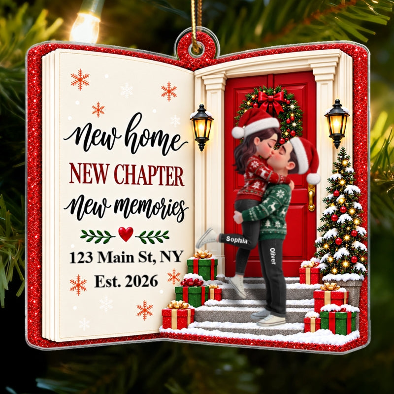 New Home New Chapter 2D Flat - Personalized Acrylic Ornament – First Christmas in Our New Home Keepsake, Housewarming Gift for Couple