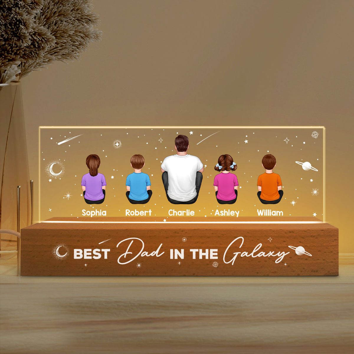 Best Dad In The Galaxy Personalized LED Night Light, Father's Day Gift For Dad, Husband