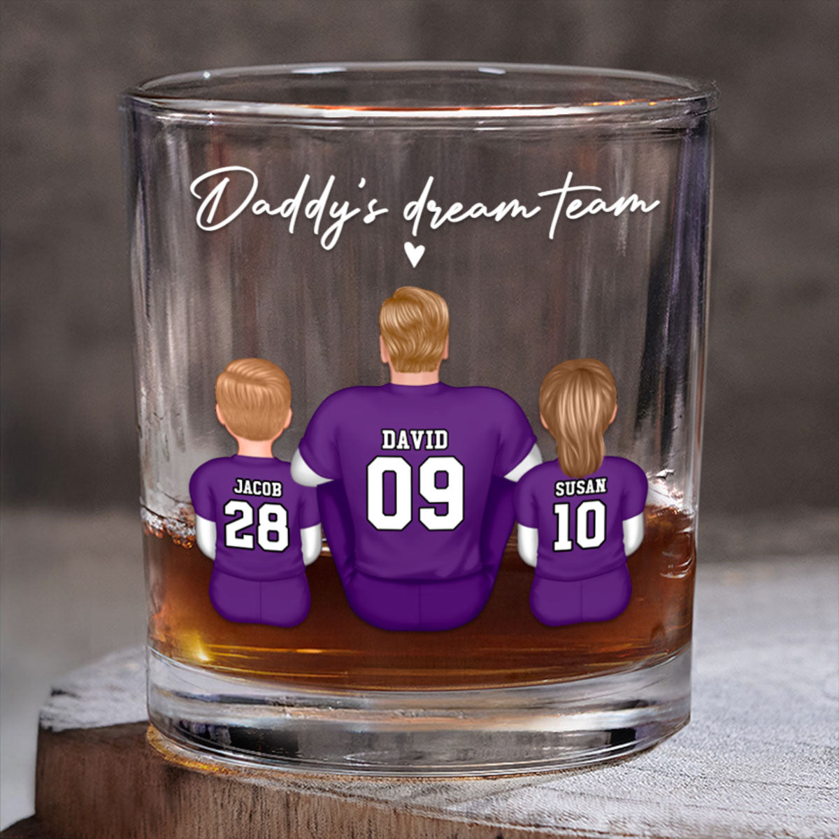 Football Daddy's Dream Team Personalized Wine Glass, Father's Day Gift for Football Dads