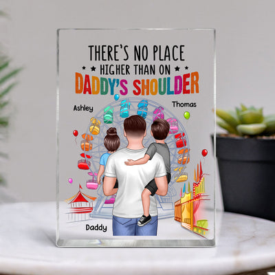 Dad Holding Kids In The Park Personalized Rectangle Acrylic Block Plaque