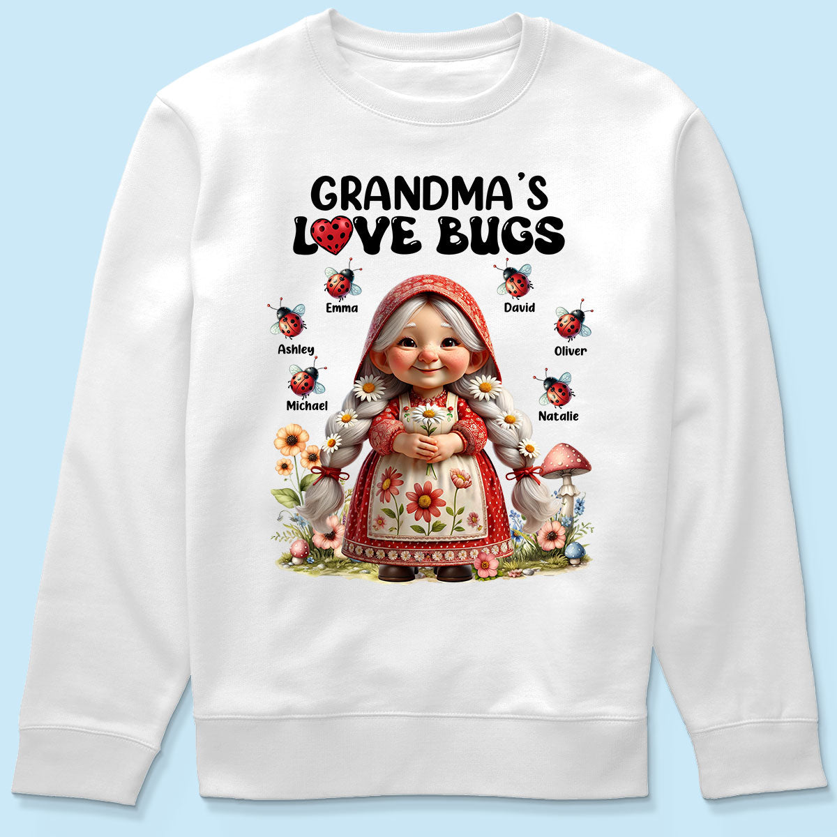 Gnome Grandma Love Bugs Personalized Shirt, Gift For Grandma