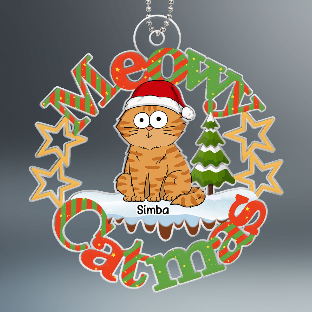 Meowy Catmas Funny Cat Personalized Acrylic Ornament