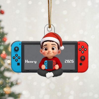 Personalized Gamer 3D Effect Ornament for Boys Girls, Christmas Gift for Kids