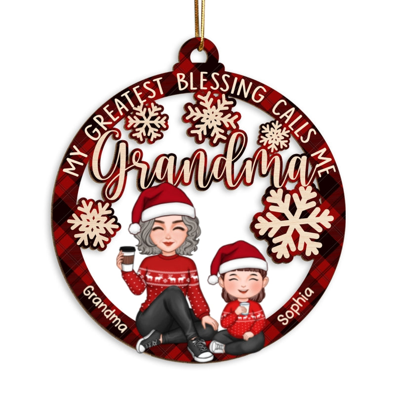 My Greatest Blessing Calls Me Grandma Personalized Christmas Wooden Ornament