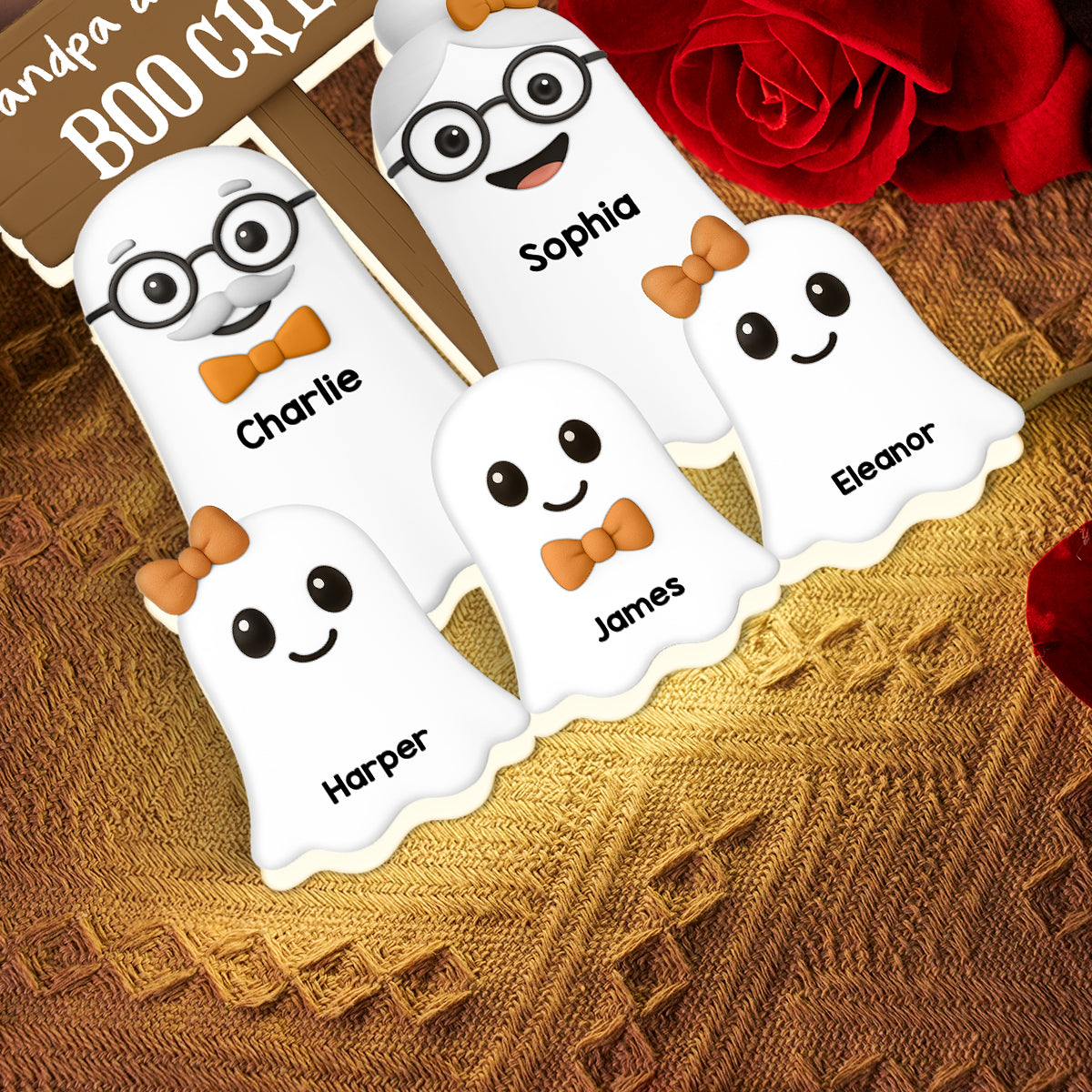 Halloween Grandma Grandpa Grandkids Boo Crew Personalized LED Light Box