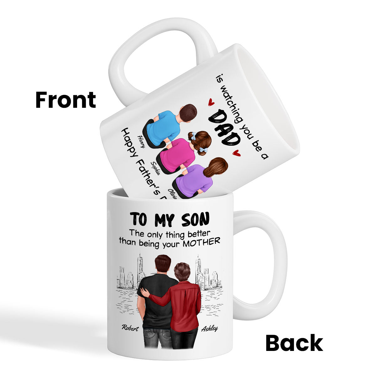 From Mom To Son Watching You Be A Dad Personalized Mug, Father's Day Gift For Son