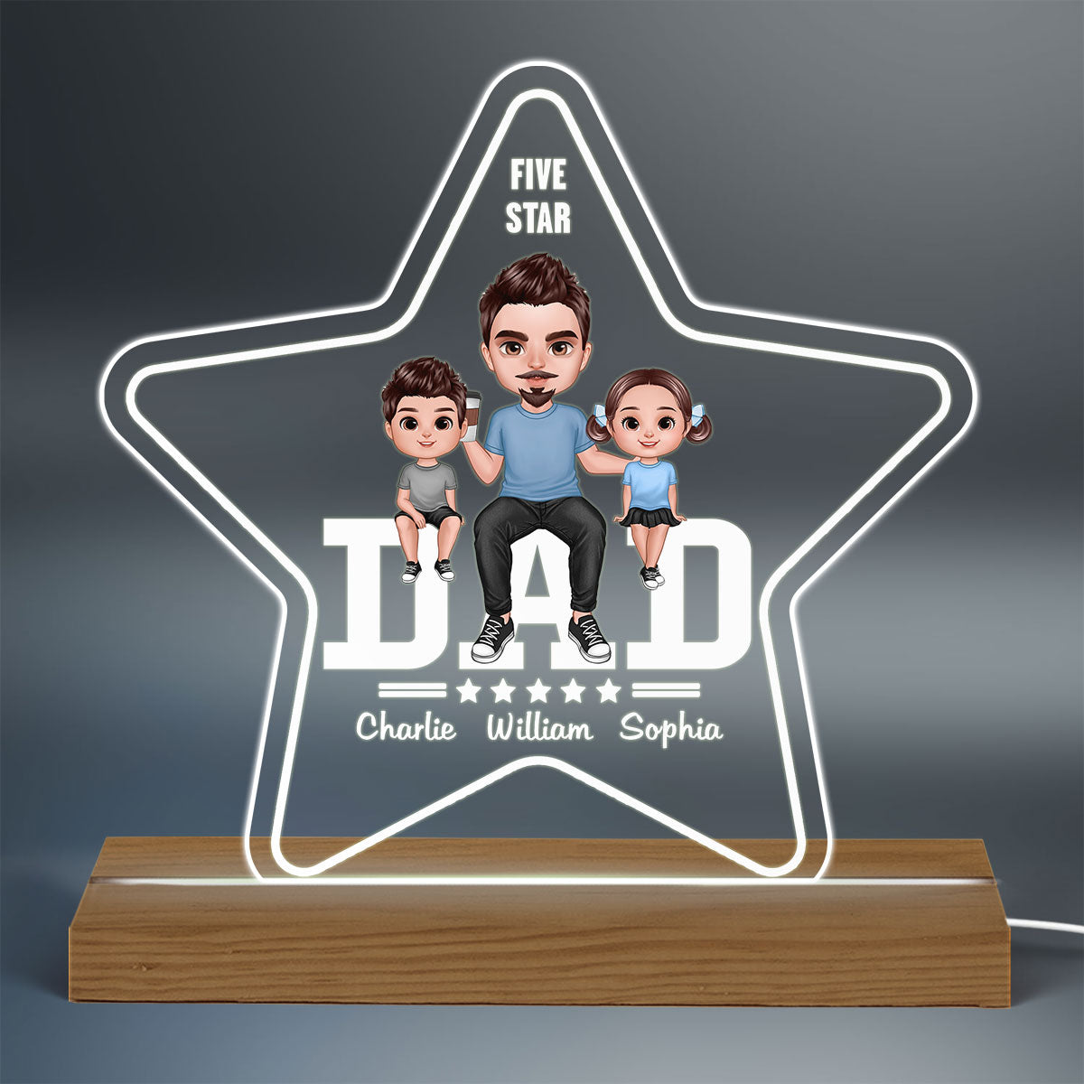 Five - Star Doll Dad And Kids Personalized Warm Custom Shape LED Night Light