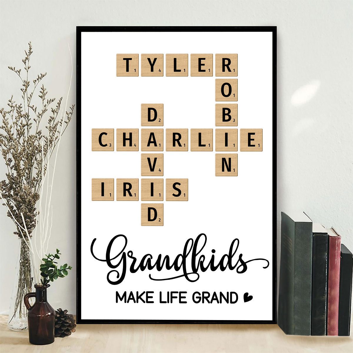 Grandkids Make Life Grand Heart Crossword Puzzle Art Personalized Poster