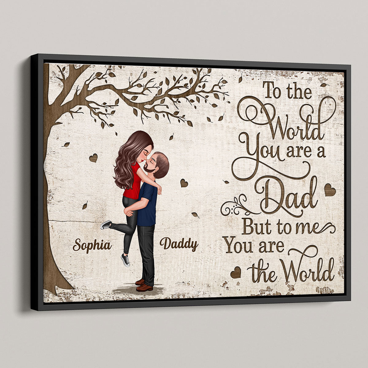 Father Daughter Hugging Under Tree Personalized Poster