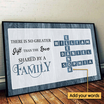 No Greater Gift Than Family Love Crossword Puzzle Art Personalized Poster, Unique & Meaningful Gift For Family