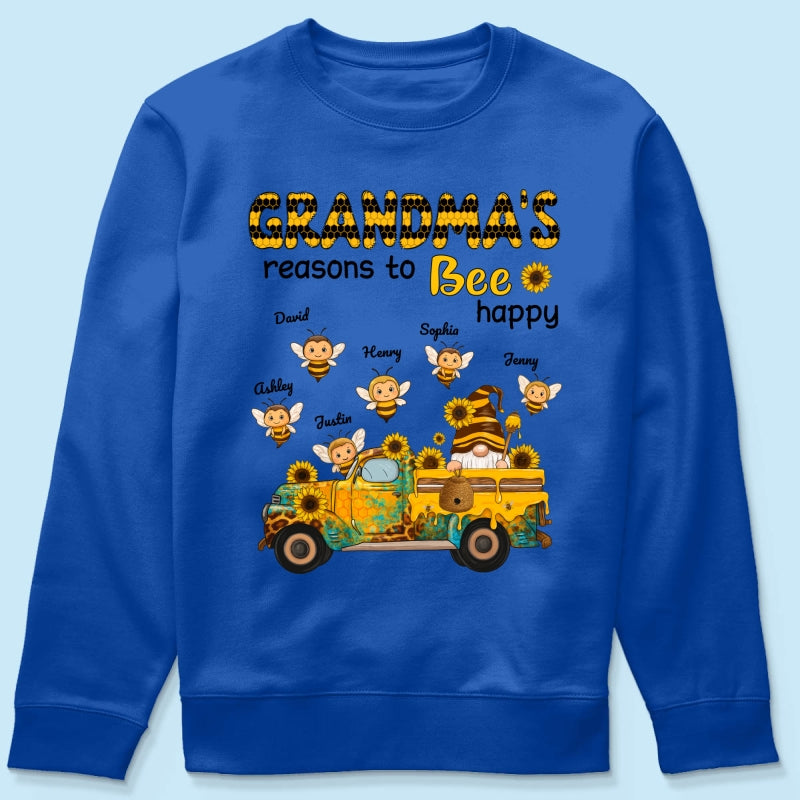 Gnome Grandma's Reasons to be Happy Personalized Sweatshirt, Cozy Fall Sweatshirt for Grandma