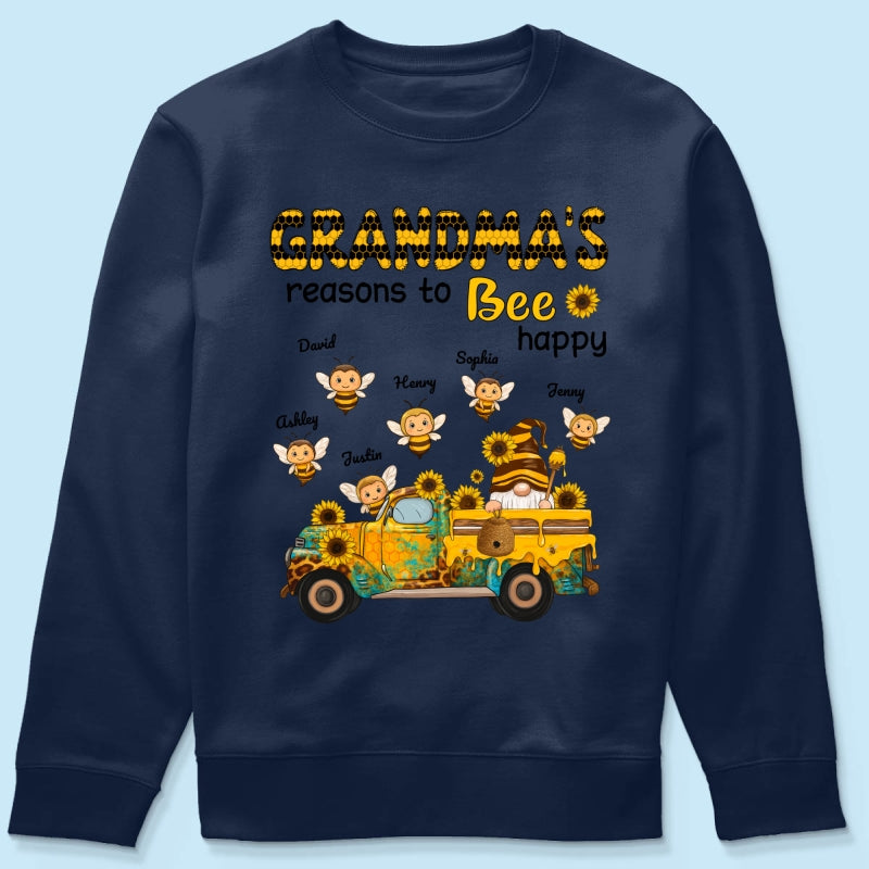 Gnome Grandma's Reasons to be Happy Personalized Sweatshirt, Cozy Fall Sweatshirt for Grandma