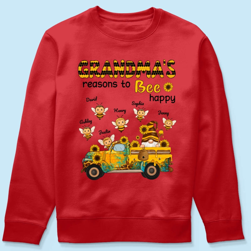 Gnome Grandma's Reasons to be Happy Personalized Sweatshirt, Cozy Fall Sweatshirt for Grandma