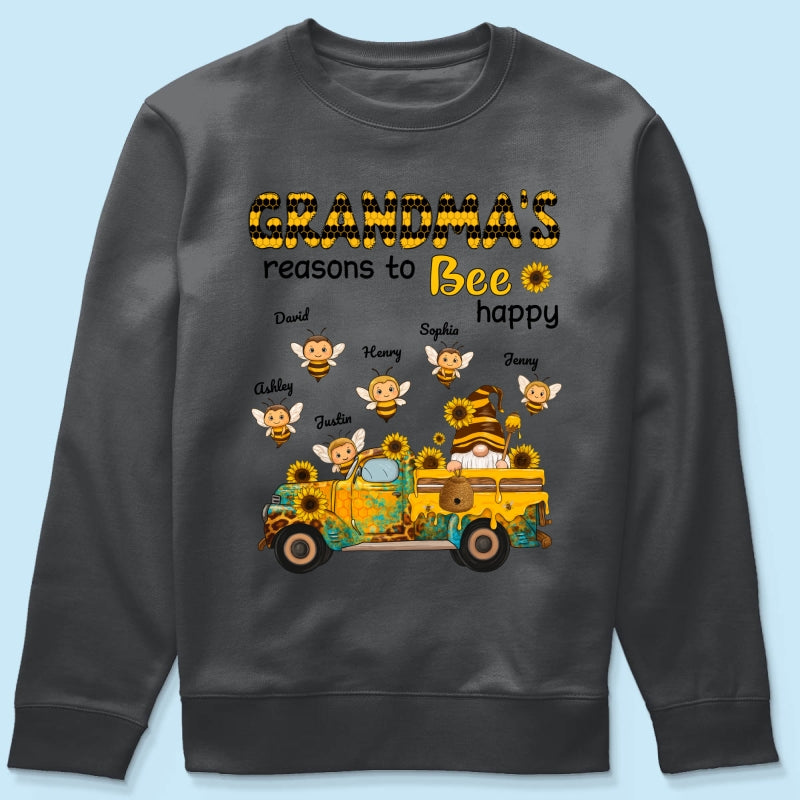 Gnome Grandma's Reasons to be Happy Personalized Sweatshirt, Cozy Fall Sweatshirt for Grandma