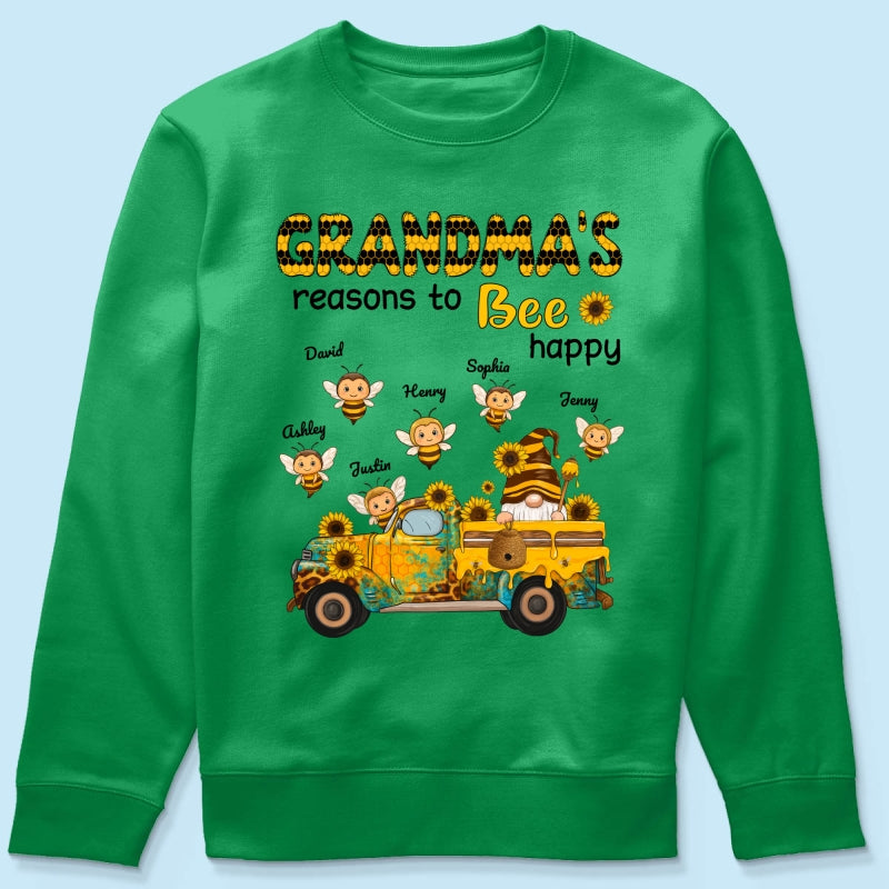 Gnome Grandma's Reasons to be Happy Personalized Sweatshirt, Cozy Fall Sweatshirt for Grandma