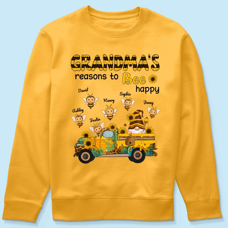 Gnome Grandma's Reasons to be Happy Personalized Sweatshirt, Cozy Fall Sweatshirt for Grandma