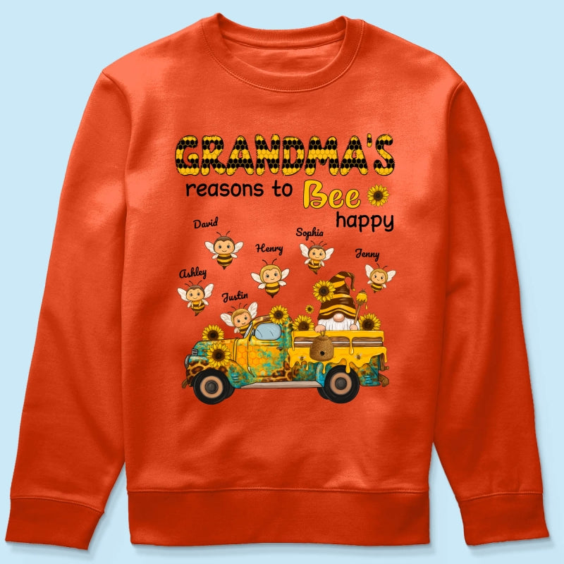 Gnome Grandma's Reasons to be Happy Personalized Sweatshirt, Cozy Fall Sweatshirt for Grandma