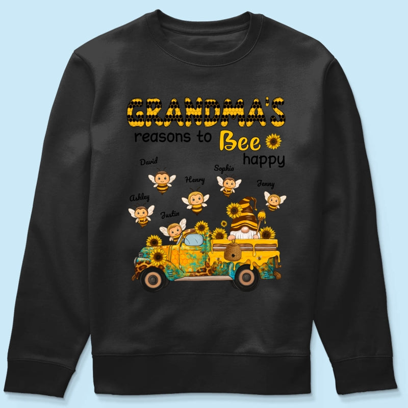 Gnome Grandma's Reasons to be Happy Personalized Sweatshirt, Cozy Fall Sweatshirt for Grandma