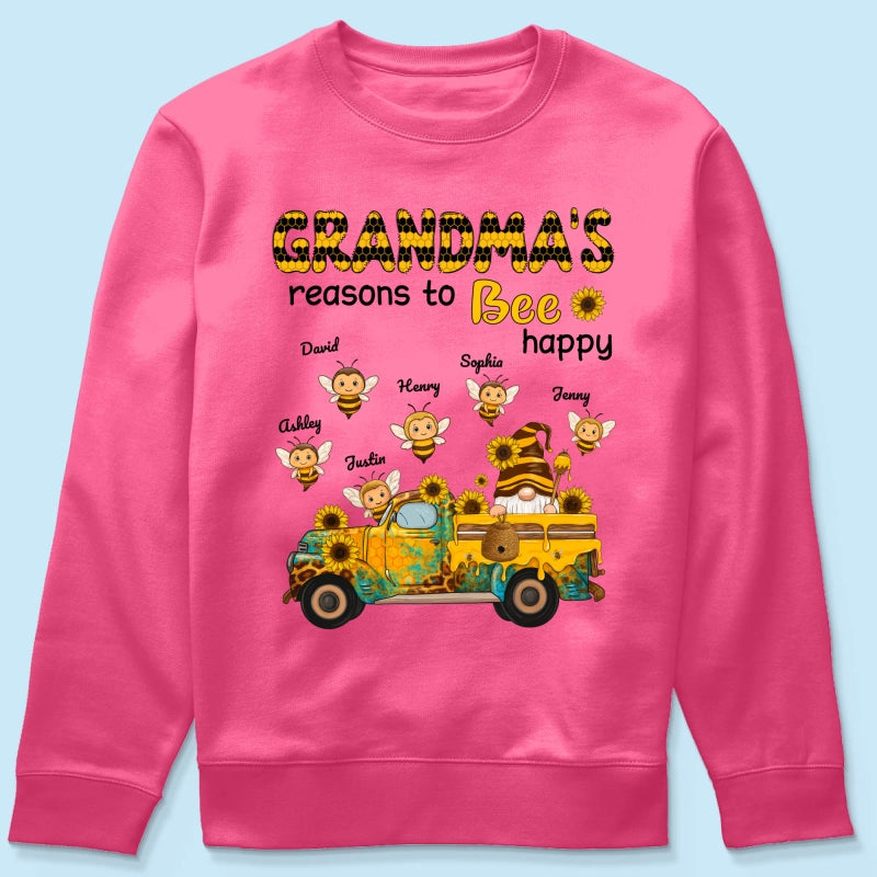 Gnome Grandma's Reasons to be Happy Personalized Sweatshirt, Cozy Fall Sweatshirt for Grandma