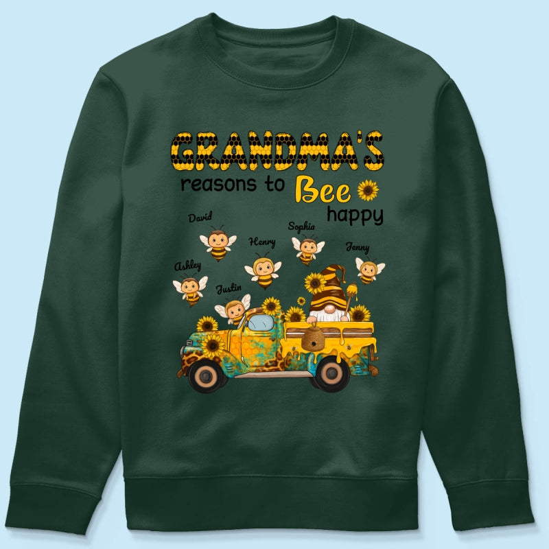 Gnome Grandma's Reasons to be Happy Personalized Sweatshirt, Cozy Fall Sweatshirt for Grandma