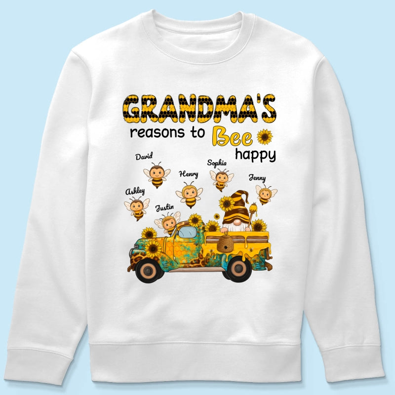 Gnome Grandma's Reasons to be Happy Personalized Sweatshirt, Cozy Fall Sweatshirt for Grandma
