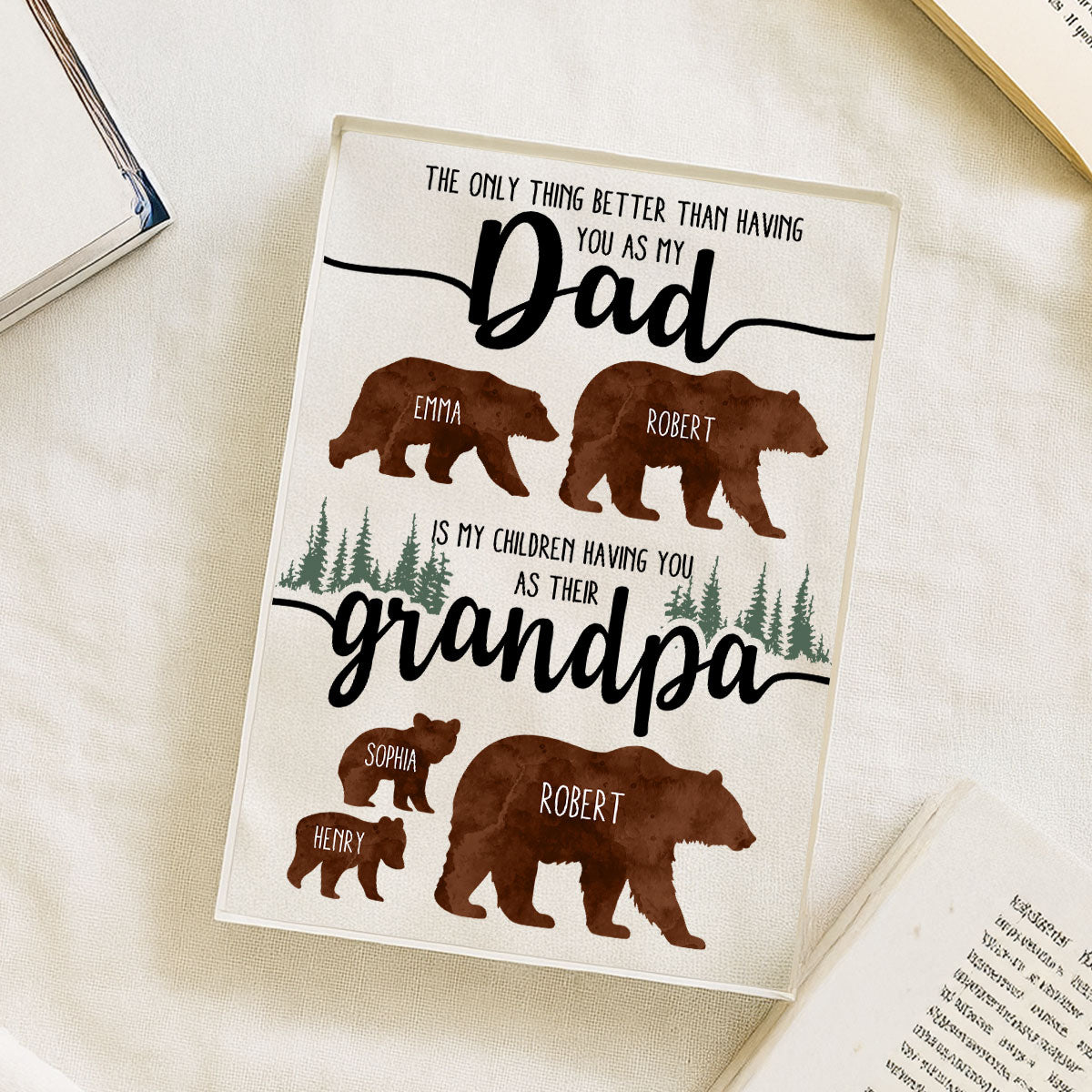 Papa Bear And Kids The Only Thing Better Than Personalized Acrylic Block, Father Day's gift for Dad