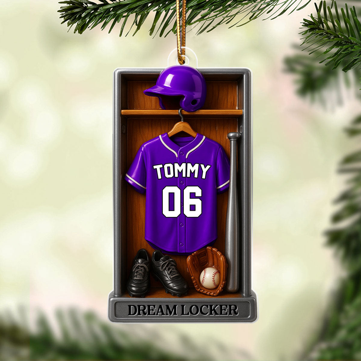 Baseball Softball Jersey Dream Locker - Personalized Acrylic Ornament - Christmas Gift for Sons, Grandsons, Boyfriends
