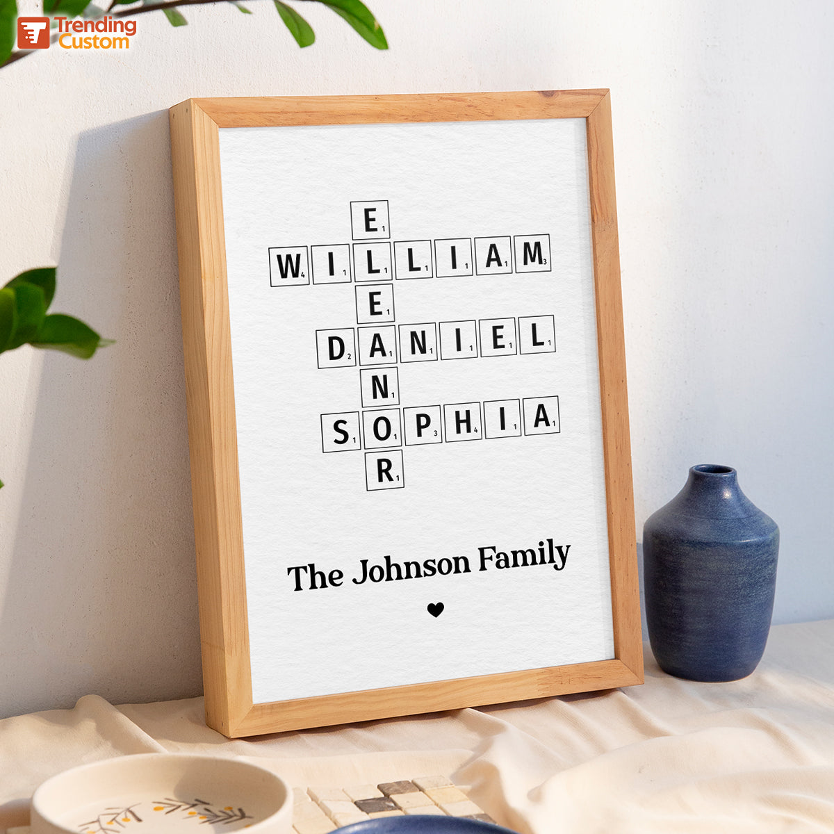 Family Crossword Art - Created In A Moment, Treasured Forever Personalized Poster