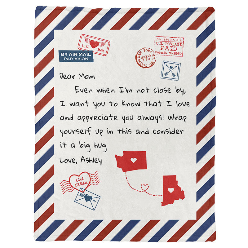 Letter To My Mom Long Distance Personalized Fleece Blanket, Heartfelt Gift, Birthday Gift For Mom