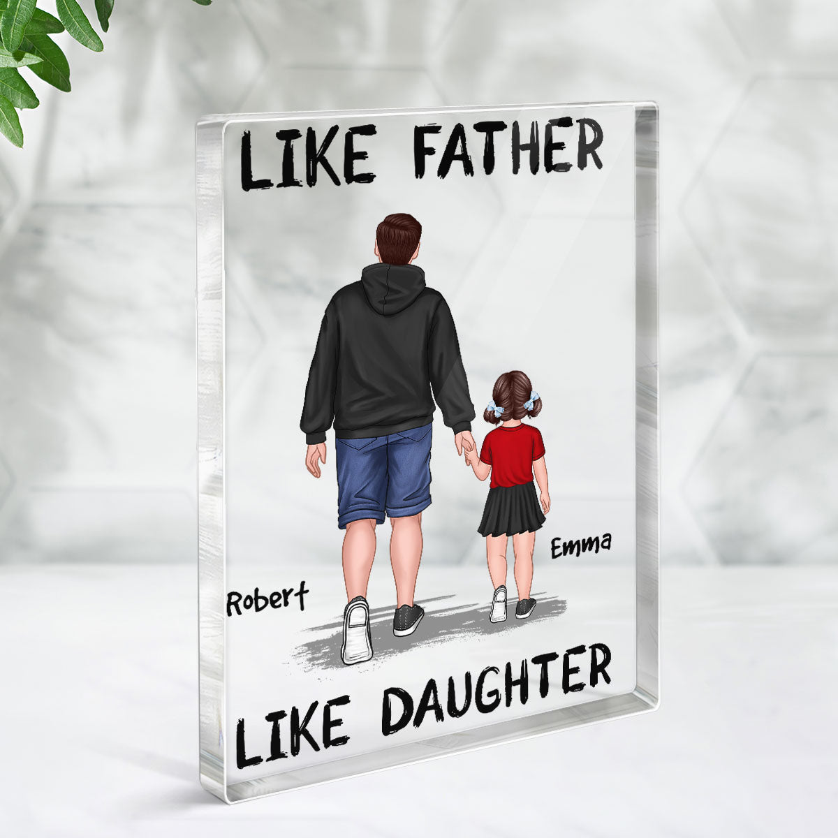 Like Father Like Son Like Daughter Walking Personalized Vertical Rectangle Acrylic Block Plaque