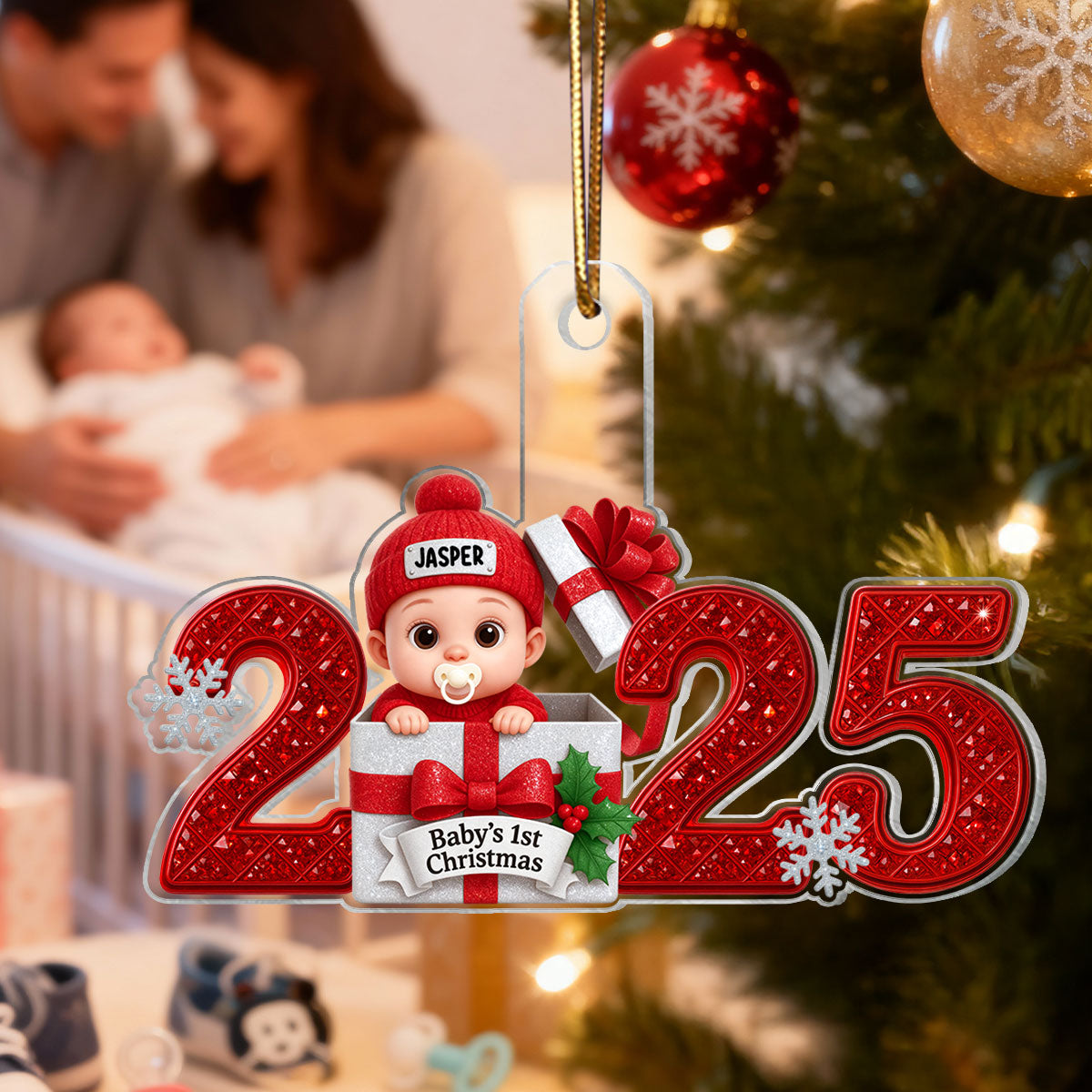 3D Shining Effect Baby's First Christmas - Personalized Acrylic Ornament
