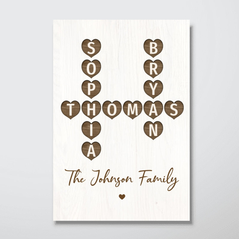 Family Crossword Art - Created In A Moment, Treasured Forever Personalized Poster