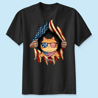 Cat Lovers Hands Ripping Nation Flag Personalized Shirt