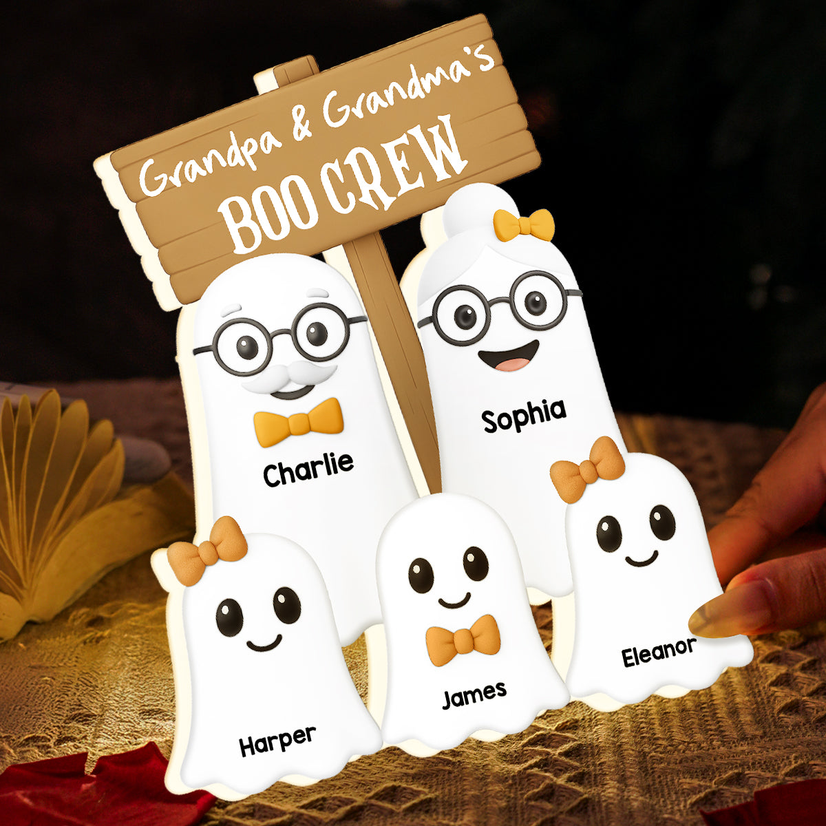 Halloween Grandma Grandpa Grandkids Boo Crew Personalized LED Light Box