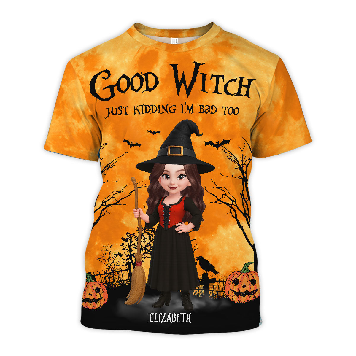 Halloween Witch Besties Good Witch Bad Witch Matching Personalized 3D Shirt
