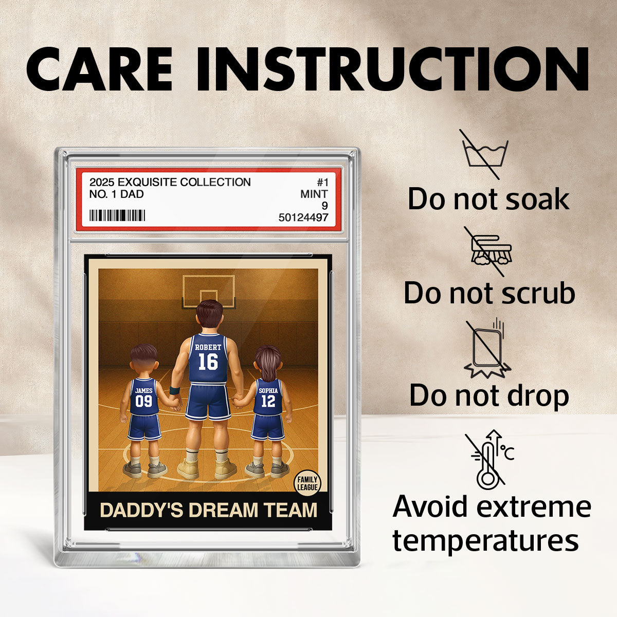 Basketball No. 1 Dad Man & Kids Trading Card Style - Personalized Acrylic Block Plaque